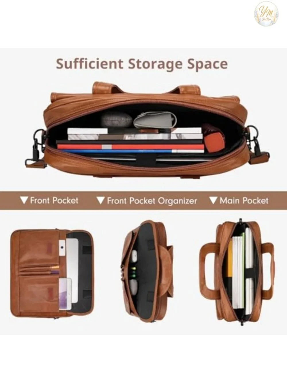 Taygeer Leather Laptop Bag for Men 15.6 Inch Business Briefcase PU Leather